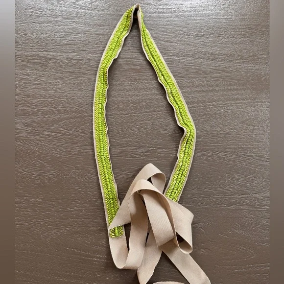 J. Crew Green Beaded Grosgrain Ribbon Belt, one size - Picture 2 of 3
